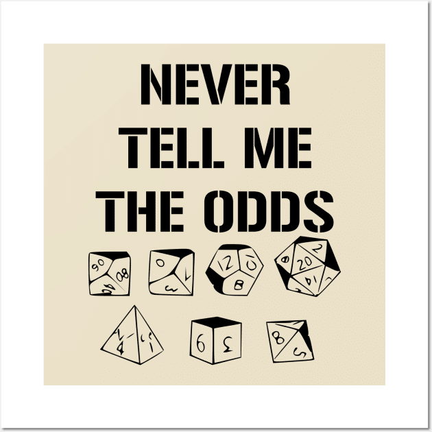 Never Tell Me The Odds D20 RPG Games Dice Meme Wall Art by rayrayray90